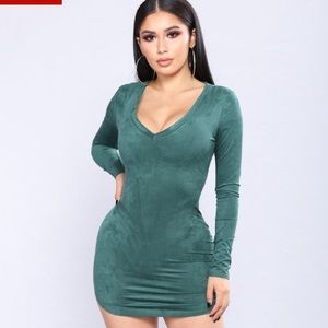 Fashion nova hunter green dress